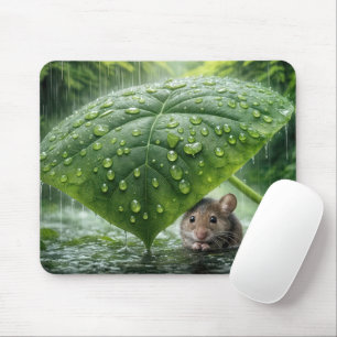 Maus unter einem nassen Blatt Mousepad