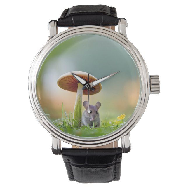 Maus unter einem Pilz Armbanduhr (Vorderseite)