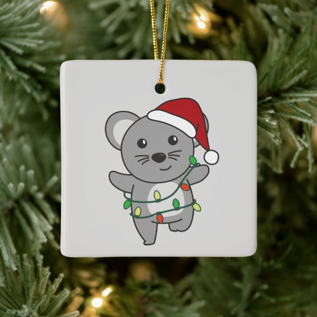 Maus Weihnachten Wintertiere Feiertagsmäuse Keramikornament (Baum)