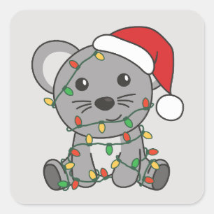 Maus Weihnachten Wintertiere Feiertagsmäuse Quadratischer Aufkleber