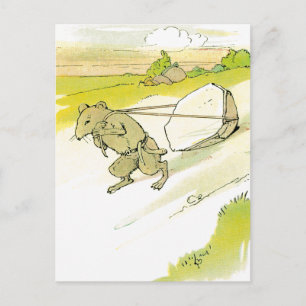 Maus zieht großen Felsen Postkarte