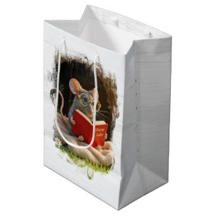 Maus zum Geburtstag liest ein Buch Mittlere Geschenktüte