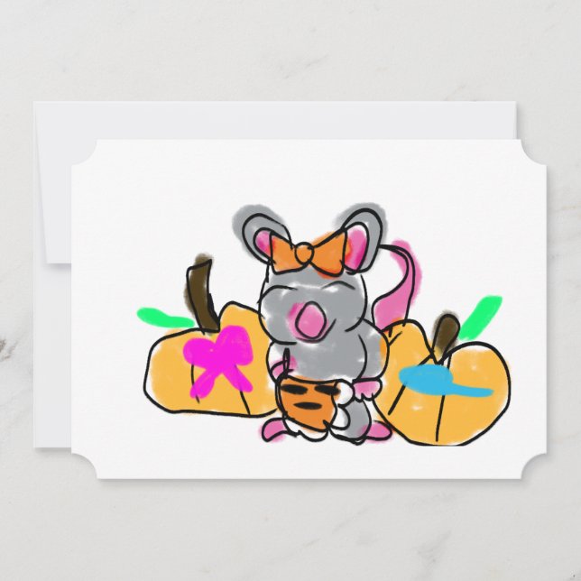 Mausbaby enthüllt Herbst Einladung (Vorderseite)