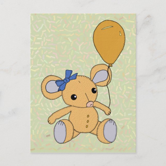 Mäuschen mit Ballon Postkarte (Vorderseite)