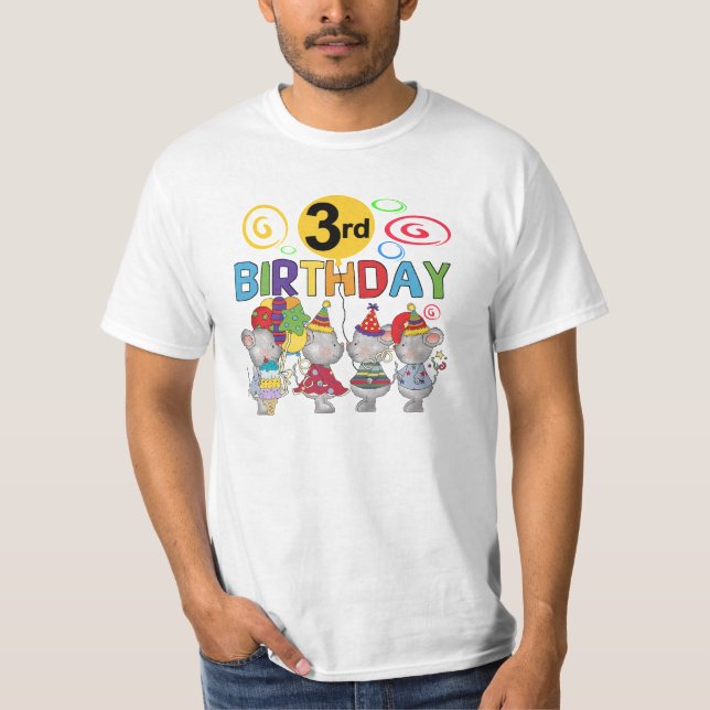 Mäuse 3. Geburtstag T - Shirt und Geschenke (Vorderseite)