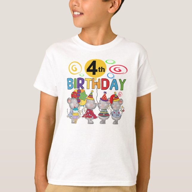 Mäuse 4. Geburtstag T - Shirt und Geschenke (Vorderseite)