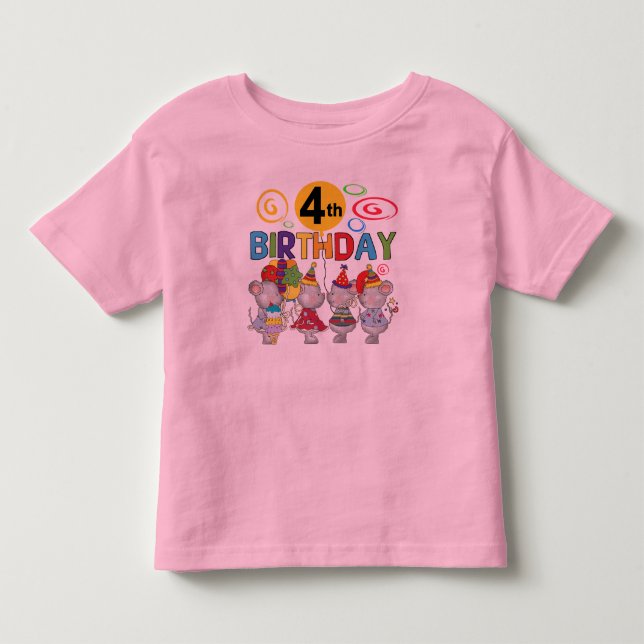 Mäuse 4. Geburtstag T - Shirt und Geschenke (Vorderseite)