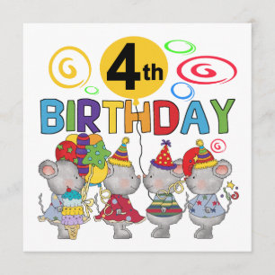 Mäuse 4. Geburtstag T - Shirt und Geschenke Karte