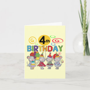 Mäuse 4. Geburtstag T - Shirt und Geschenke Karte