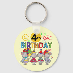 Mäuse 4. Geburtstag T - Shirt und Geschenke Schlüsselanhänger