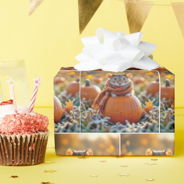 Mäuse auf Herbstpumpen Geschenkpapier (Geburtstagsparty)