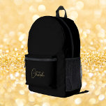 Mäuse aus Black Gold Monogram Travel Notebook Cool Bedruckter Rucksack<br><div class="desc">Erstellen Sie Ihre eigenen, personalisierten, modernen Imitate Gold-Drehbuch / Typografie Monogramm mit Monogramm, haltbare Polyester Poplin, Damen Kinder Mädchen Mädchen Jungen solide Jet Uni Studium Büro Laptop Fitnessstudio Fitnessstudio Rucksack, mit geräumigem Interieur, ein Zwei-Kammer-Design mit Laptop-Speicher, Mesh Seite Tasche ideal für Wasserflaschen, und verstellbare gepolsterte Schultergurte. Geben Sie einfach Ihren...</div>