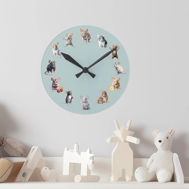 Mäuse aus niedlichen Maus-Kinderzimmern Runde Wanduhr (Von Creator hochgeladen)