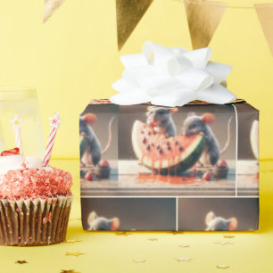 Mäuse Eating Watermelon Geschenkpapier