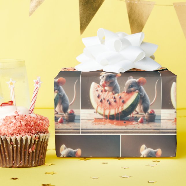 Mäuse Eating Watermelon Geschenkpapier (Geburtstagsparty)