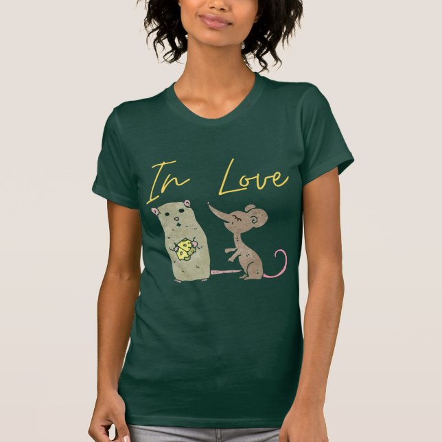 Mäuse in der Liebe, liebende Vögel T-Shirt (Vorderseite)