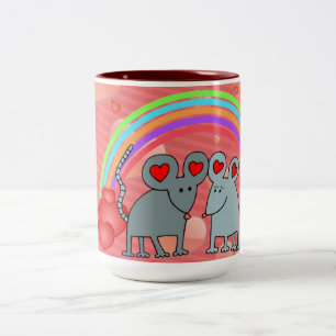 Mäuse in Liebe Valentine Zweifarbige Tasse