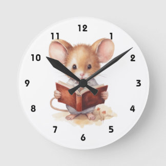 Mäuse Lesebuch skurril niedlich Runde Wanduhr