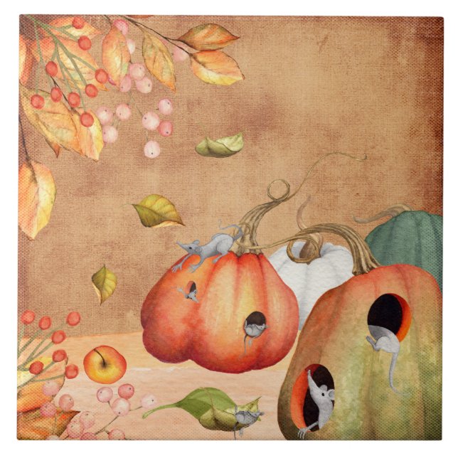 Mäuse Maus Thanksgiving Illustration Fliese (Vorderseite)