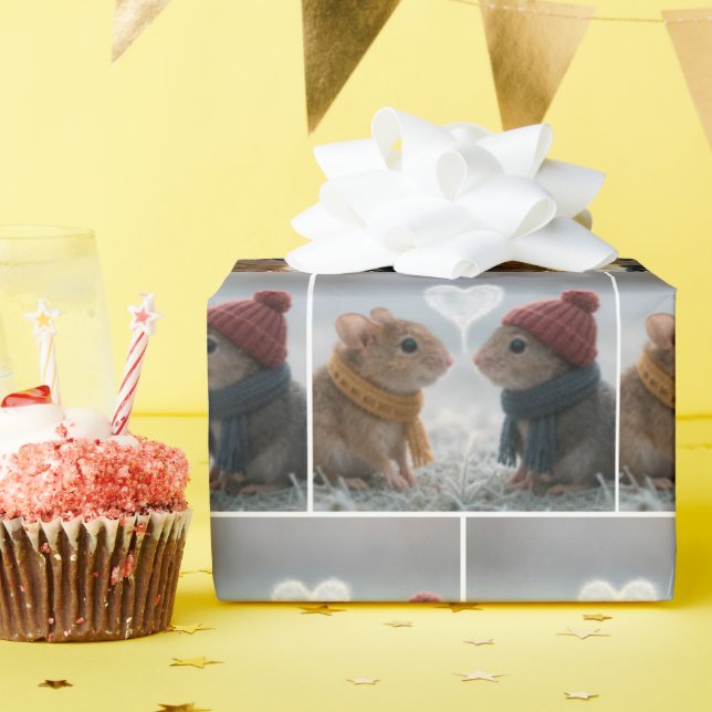 Mäuse mit einem frostigen Herzen Geschenkpapier (Geburtstagsparty)