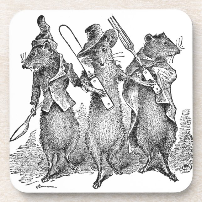 Mäuse mit Tafelsilber Getränkeuntersetzer (Vorderseite)