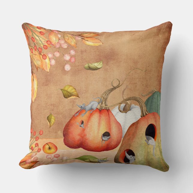 Mäuse Mouse Erntedank Illustration Kissen (Vorderseite)