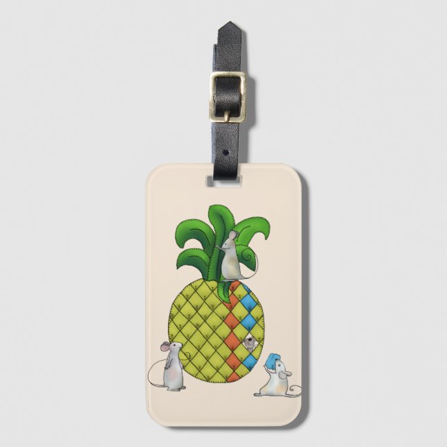Mäuse nähen Ananas Gepäckanhänger (Vorderseite Vertikal)