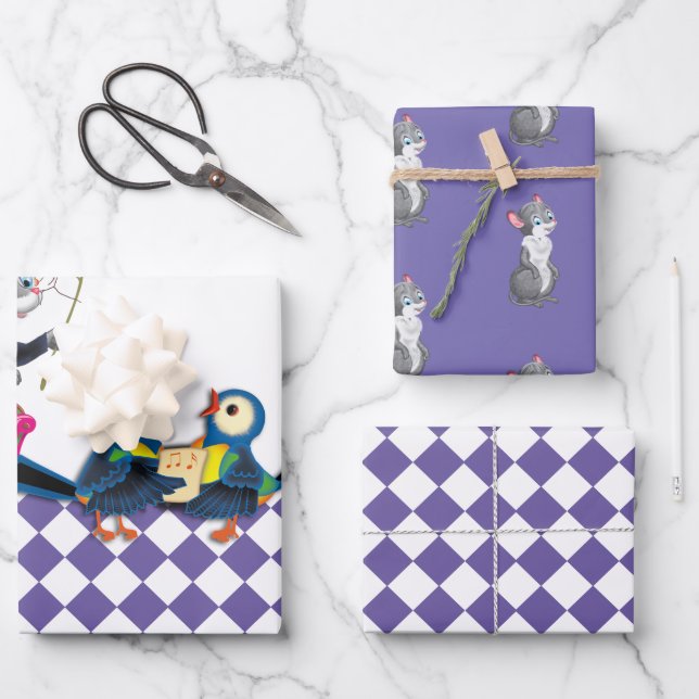 Mäuse und Eichhörnchen spielen ein Konzert Geschenkpapier Set (Vorderseite)