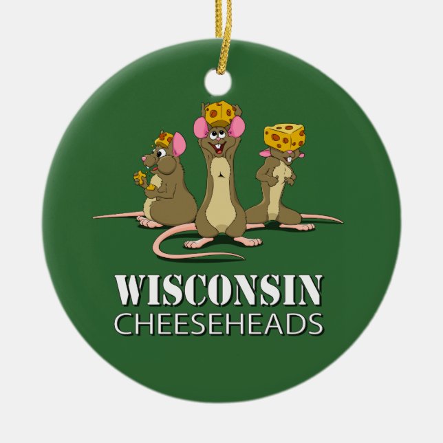 Mäuse Wisconsins Cheesehead Keramik Ornament (Vorne)
