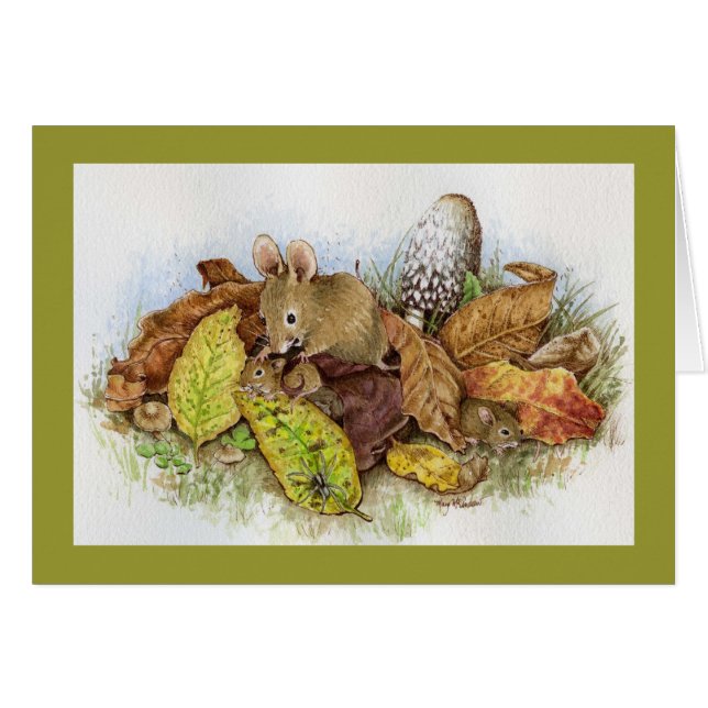 Mäusefamilie im Blätter (Vorderseite (Horizontal))