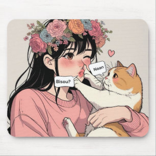 Mauseppich, die junge Frau und ihre Grumpy Cat Mousepad