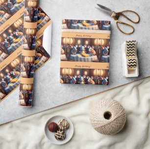 Mausfamilie am Esstisch, niedliche Sonderanfertigu Geschenkpapier