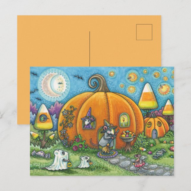 MAUSHAUS, KLEINE BILDER, TRICK ODER BEHANDLUNG HAL POSTKARTE (Vorne/Hinten)