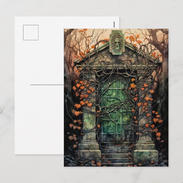Mausoleum Door Halloween Postkarte (Vorne/Hinten)