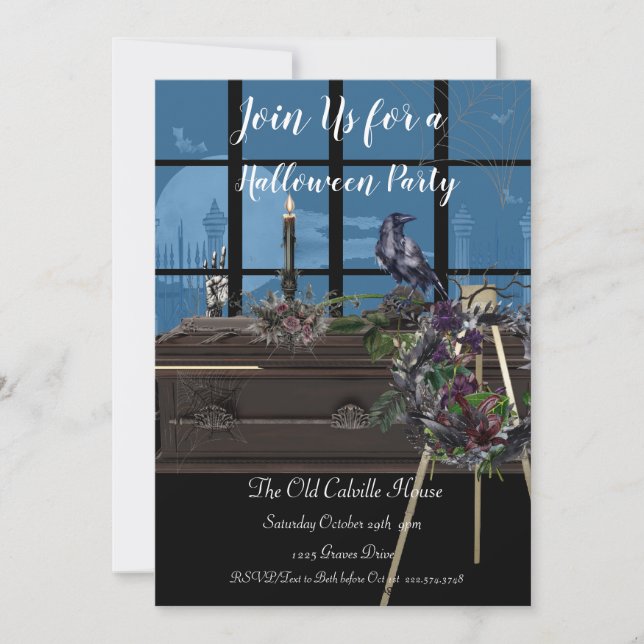 Mausoleum-Halloween-Party, Einladung (Vorderseite)