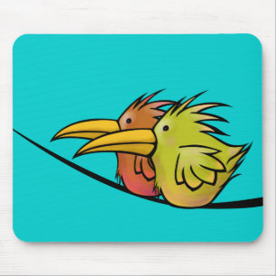 Mauspad, 2 Vögel auf einem Draht Mousepad
