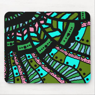Mauspad, Abstrakte Kritzelkunst, cyan grün pink Mousepad