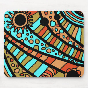 Mauspad, Abstrakter Sommer Spass Blau Orange Mousepad
