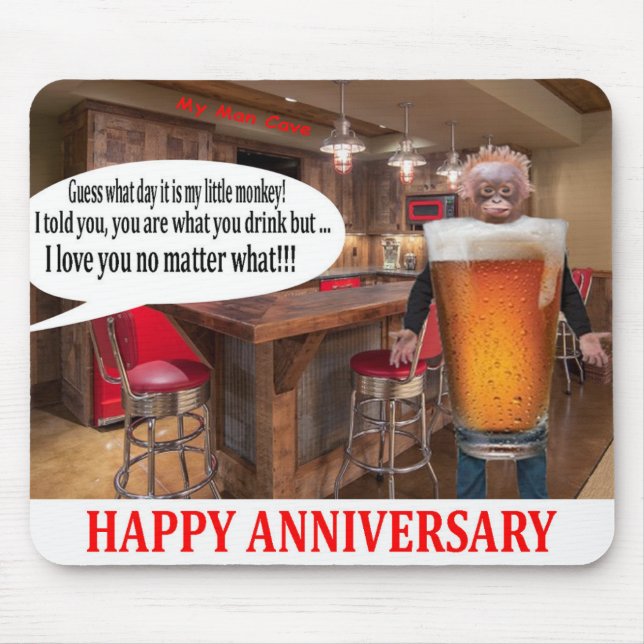 Mauspad. Alles Gute zum Jubiläum. Orang-Utan-Bier Mousepad (Vorne)
