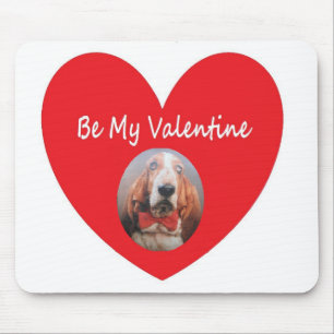 Mauspad Basset Hound Herz Rot Sei mein Valentinsta