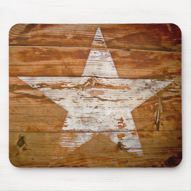 Mauspad, Country Wood Gran Rustic White Star Mousepad (Vorne)