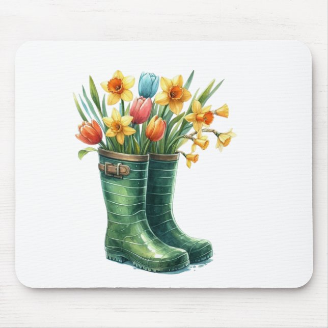 Mauspad-Hallo Frühling Florales Mauspad (Vorne)