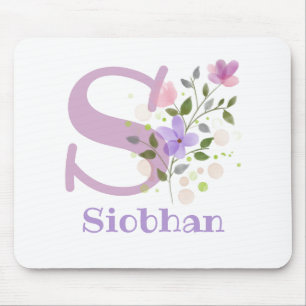 Mauspad Initial Plus Name & Blumen Design