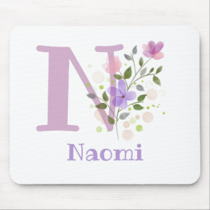 Mauspad Initial Plus Name & Blumen Design