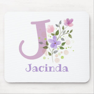 Mauspad Initial Plus Name & Flowers Design