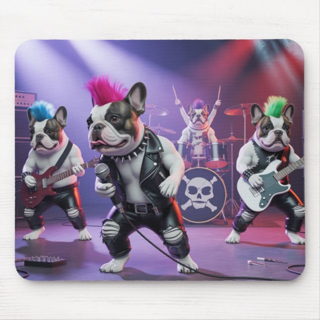 Mauspad mit französischen Bulldogge Rockern (Vorne)