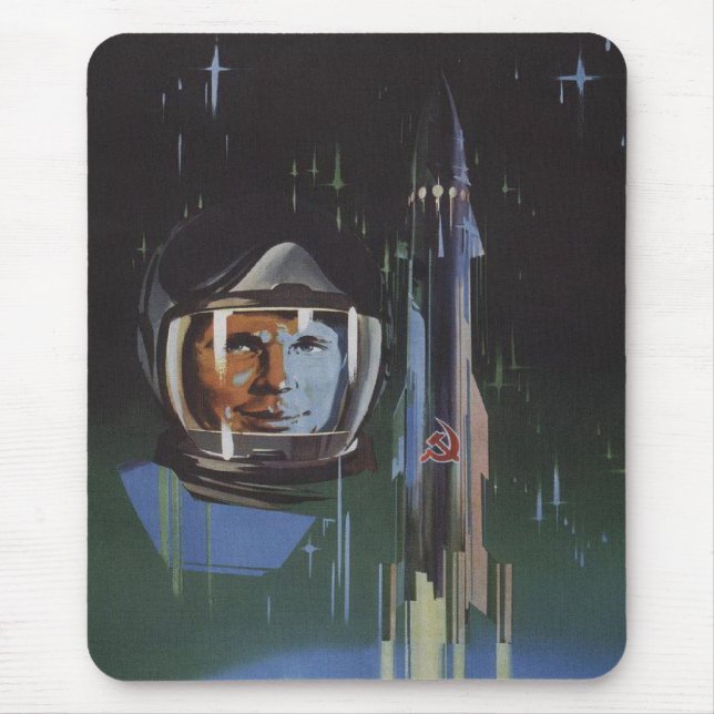 Mauspad mit Retro-USSR-Weltraumprogramm-Propaganda (Vorne)