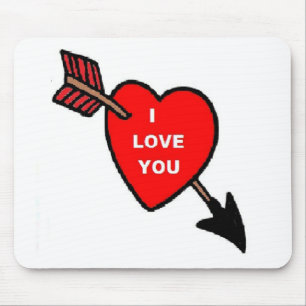 Mauspad Pfeil durch Herz Rot, Ich liebe Dich