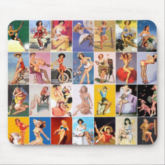 Mauspad Pin-Up-Girls Kunst Vintage Retro Collage