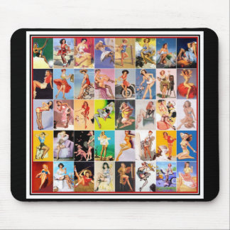 Mauspad Pin-up-Girls Kunst Vintage Retro Collage 2